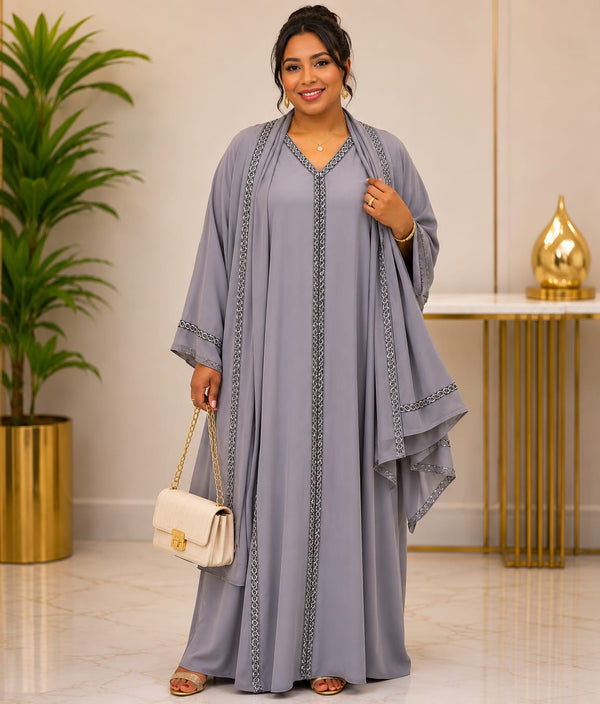 Abaya Imprimé Floral Marbré