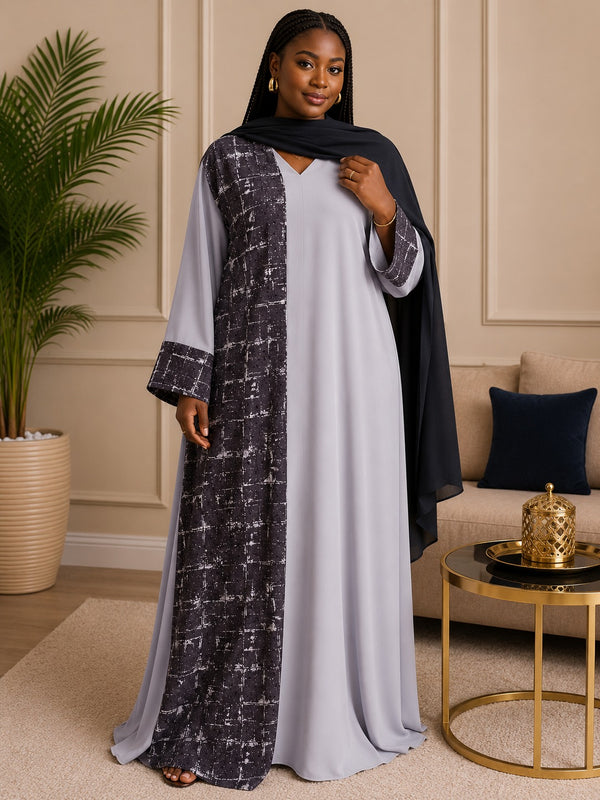 Abaya Feuilles Pointillées