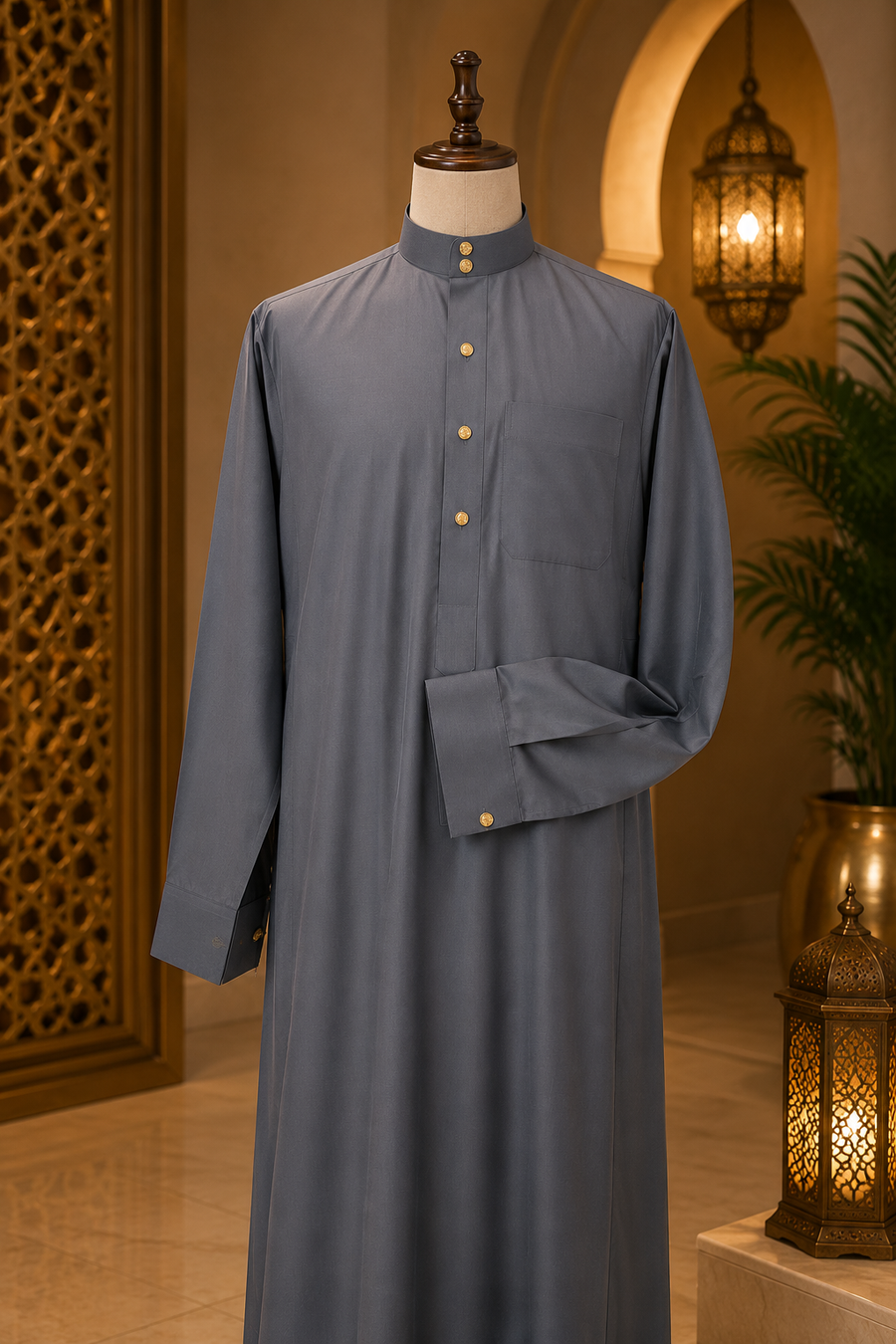 Djellaba Homme Gris Ardoise
